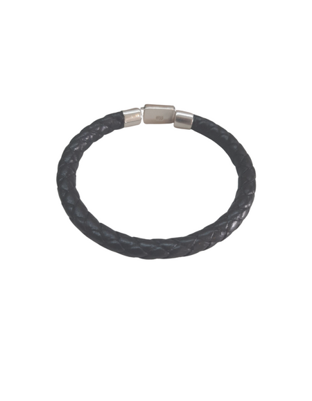 BRAIDED LEATHER BRACELET WITH SILVER