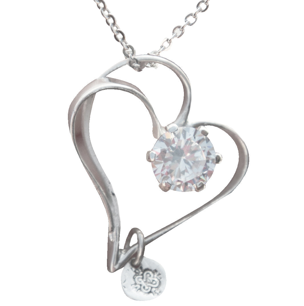 NECKLACE DOUBLE HEART WITH ZIRCONIA