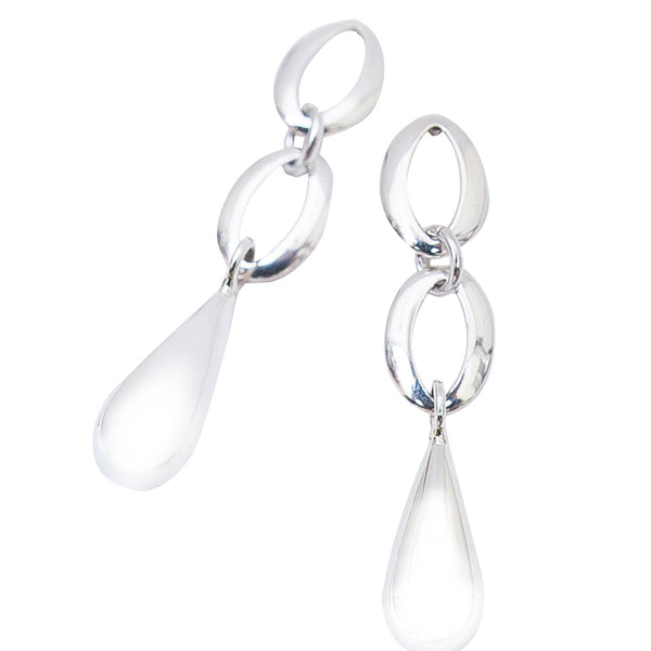 EARRINGS DOUBLE OVAL WITH DROP