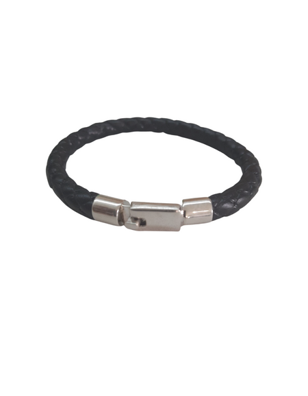 BRAIDED LEATHER BRACELET WITH SILVER