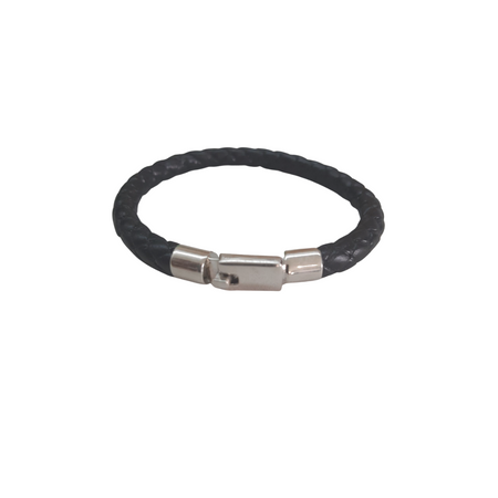 BRAIDED LEATHER BRACELET WITH SILVER