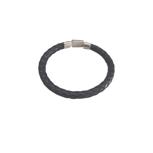BRAIDED LEATHER BRACELET WITH SILVER