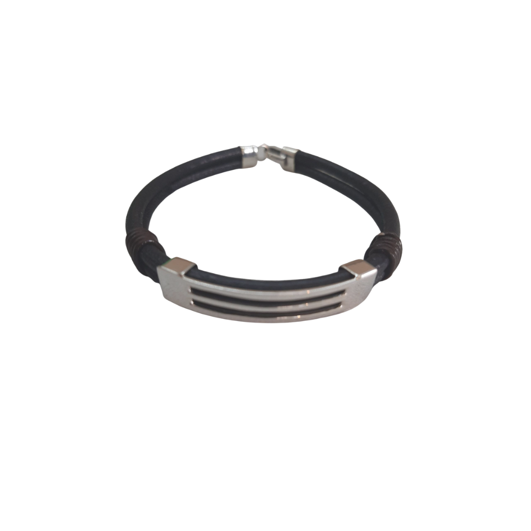 TWO-STRAND BRACELET WITH SLOTTED PLATE