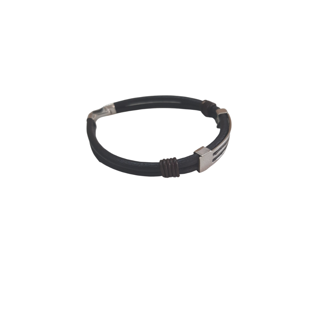 TWO-STRAND BRACELET WITH SLOTTED PLATE