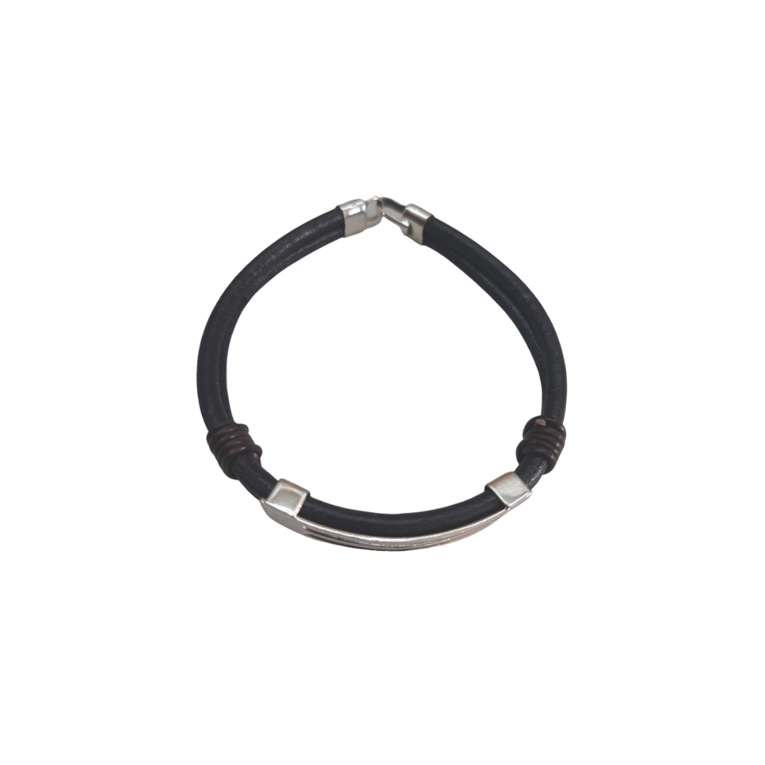 TWO-STRAND BRACELET WITH SLOTTED PLATE